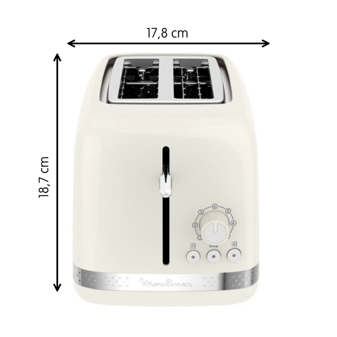 محماصة خبز SOLEIL عاجية بفتحتين عريضتين، تصميم ريترو، 7 مستويات تحميص 8