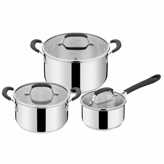 Jamie Oliver Home Cook Stainless Steel 3-Piece Cookware Set (Saucepan, Stewpots + Lids) by 5five