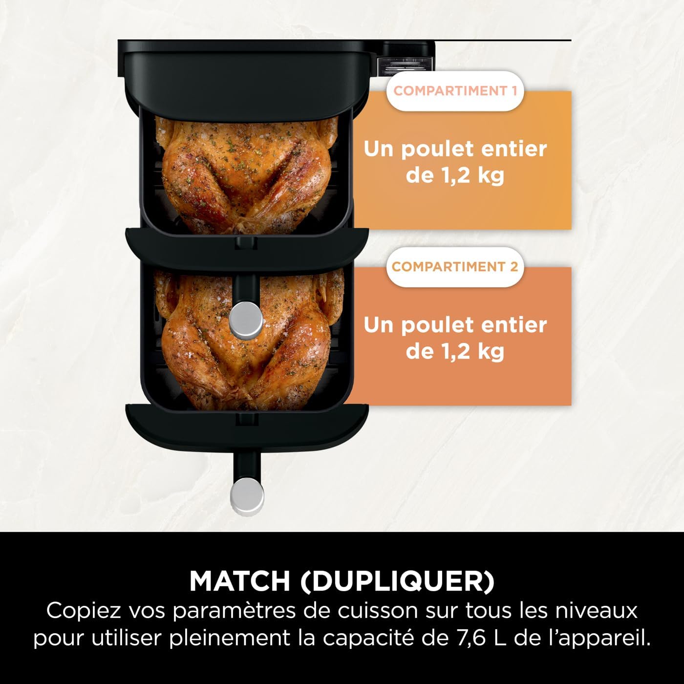 Ninja Double Stack Air Fryer, Vertical Oil-Free Fryer with 2 Drawers, 4 Cooking Levels, 2 Drawers and 2 Racks, Compact Design, 7.6L Capacity 8