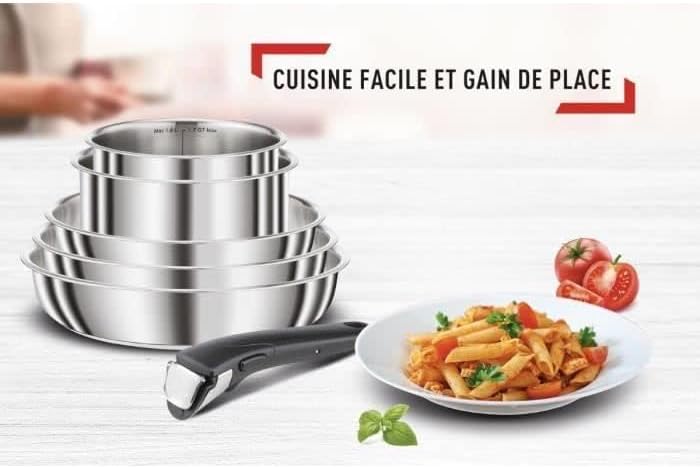 طقم SEB COMPACT من 6 قطع من الستانلس ستيل متوافق مع الحث الحراري L653S604 5