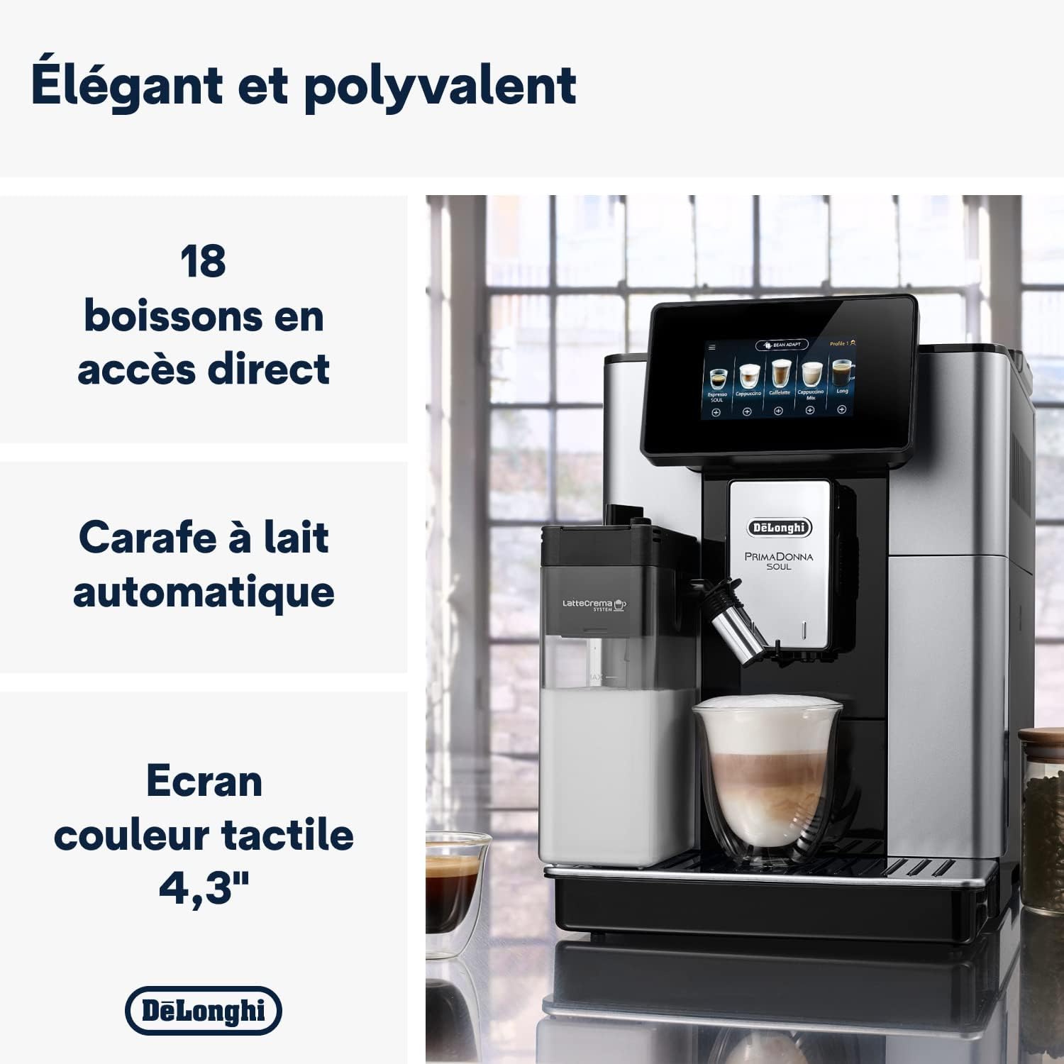 Delonghi PrimaDonna Soul Bean-to-Cup Coffee Machine ECAM 612.55.SB by DeLonghi - View 2
