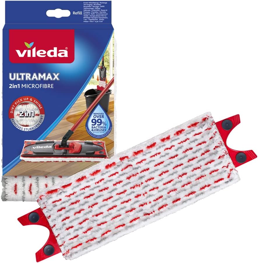 Vileda UltraMax 2-in-1 Microfibre Refill - White & Red by Vileda