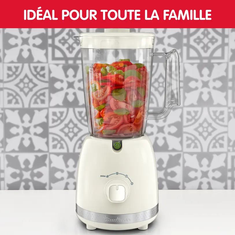 Moulinex Blender Soleil Ivoire 500W 2 vitesses + pulse 6