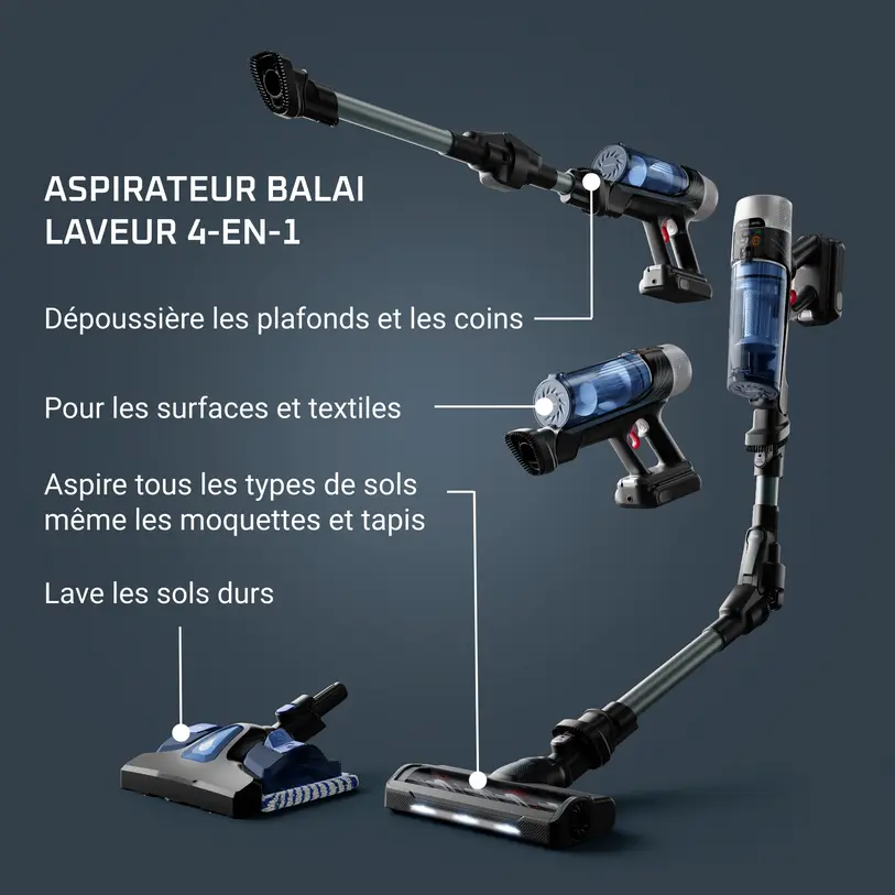 X-Force FleX 9.60, Aspirateur balai laveur sans fil, Multifonction, Modèle Aqua 3