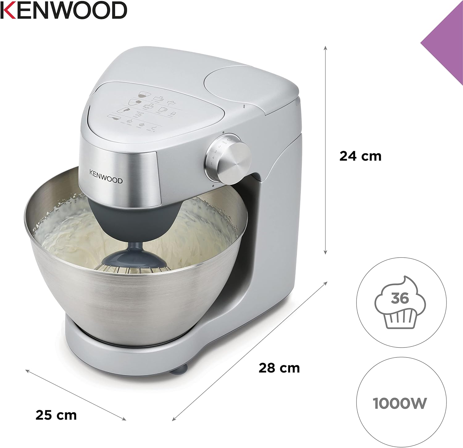 Kenwood KHC29.A0SI Robot pâtissier, 1000 W, 4,3 L, plastique, acier inoxydable, argenté 5