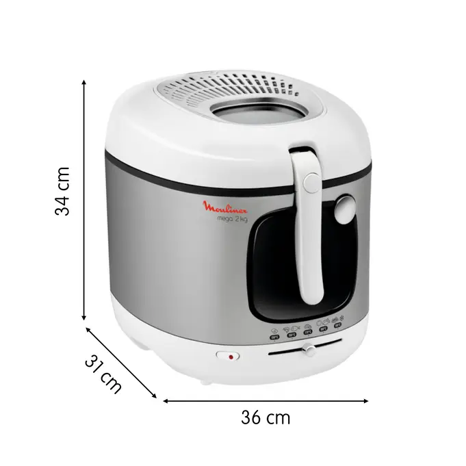 Moulinex Méga XXL Electric Deep Fryer, Large 2Kg Capacity, Removable Bowl, Adjustable Thermostat 8