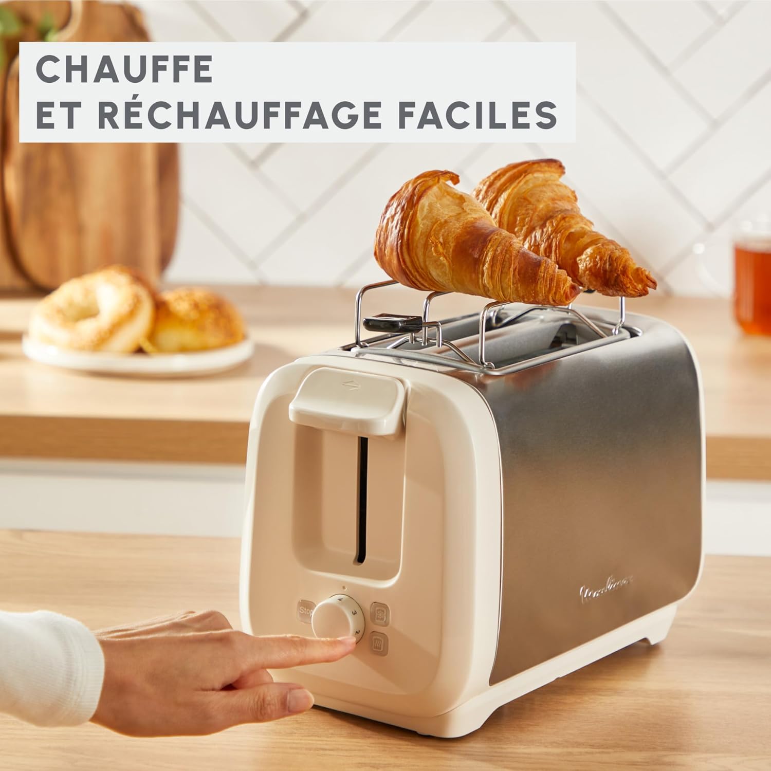 Grille-pain 2 fentes, chauffe-viennoiseries Subito, Moulinex 1300W 5