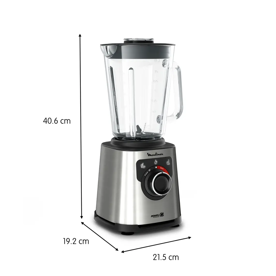PerfectMix + High-Performance Blender, Powelix Blades, 2L Glass Jar, 1200W - Black & Metal 7