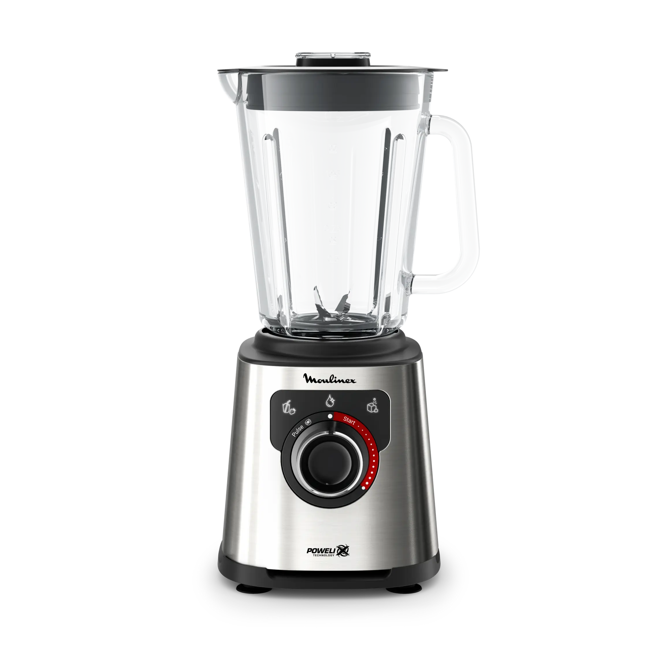 PerfectMix + خلاط عالي الأداء، شفرات Powelix، وعاء زجاجي 2 لتر، 1200 واط - أسود ومعدني - View 2