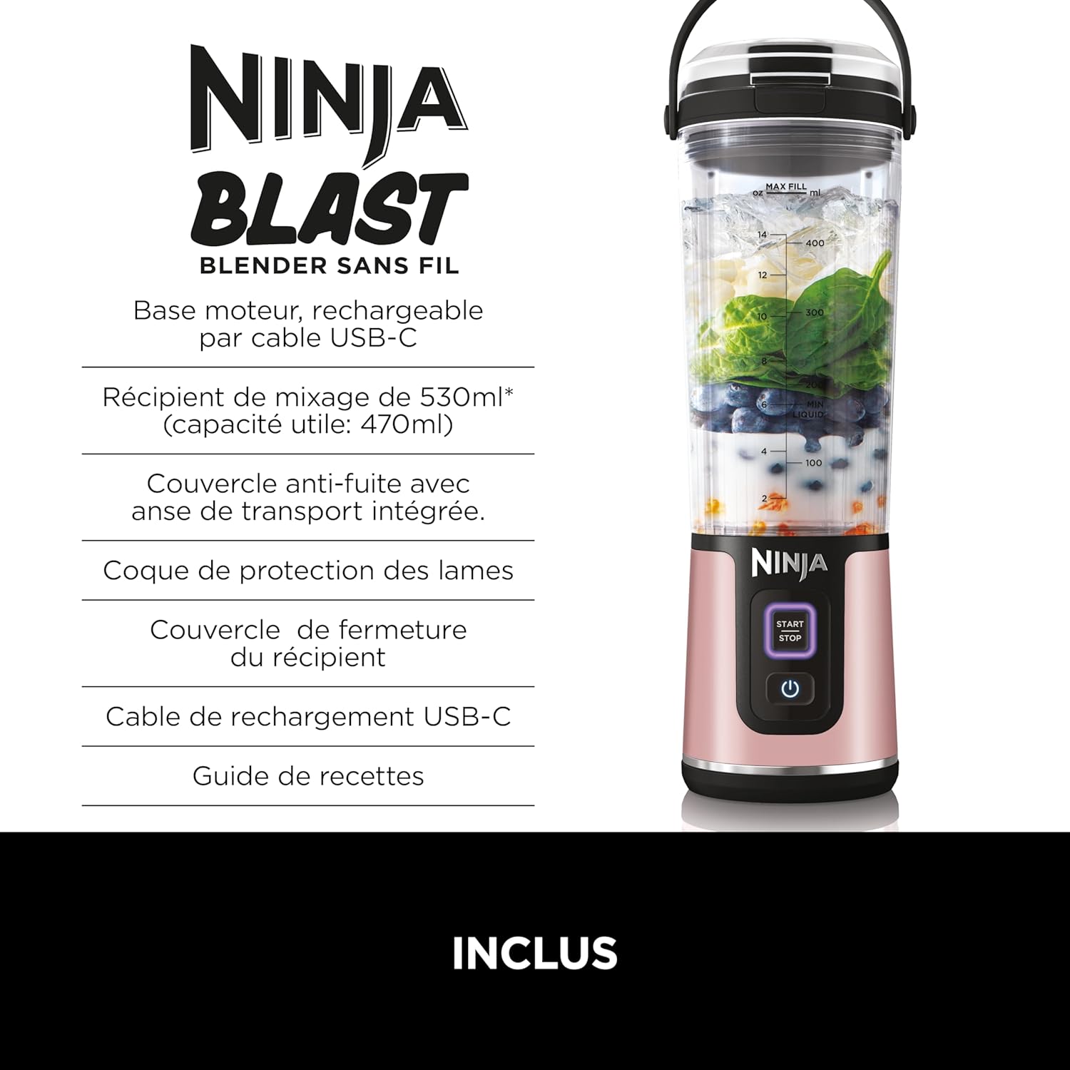 نينجا بلاست طقم 2 خلاطات محمولة 530 مل 15