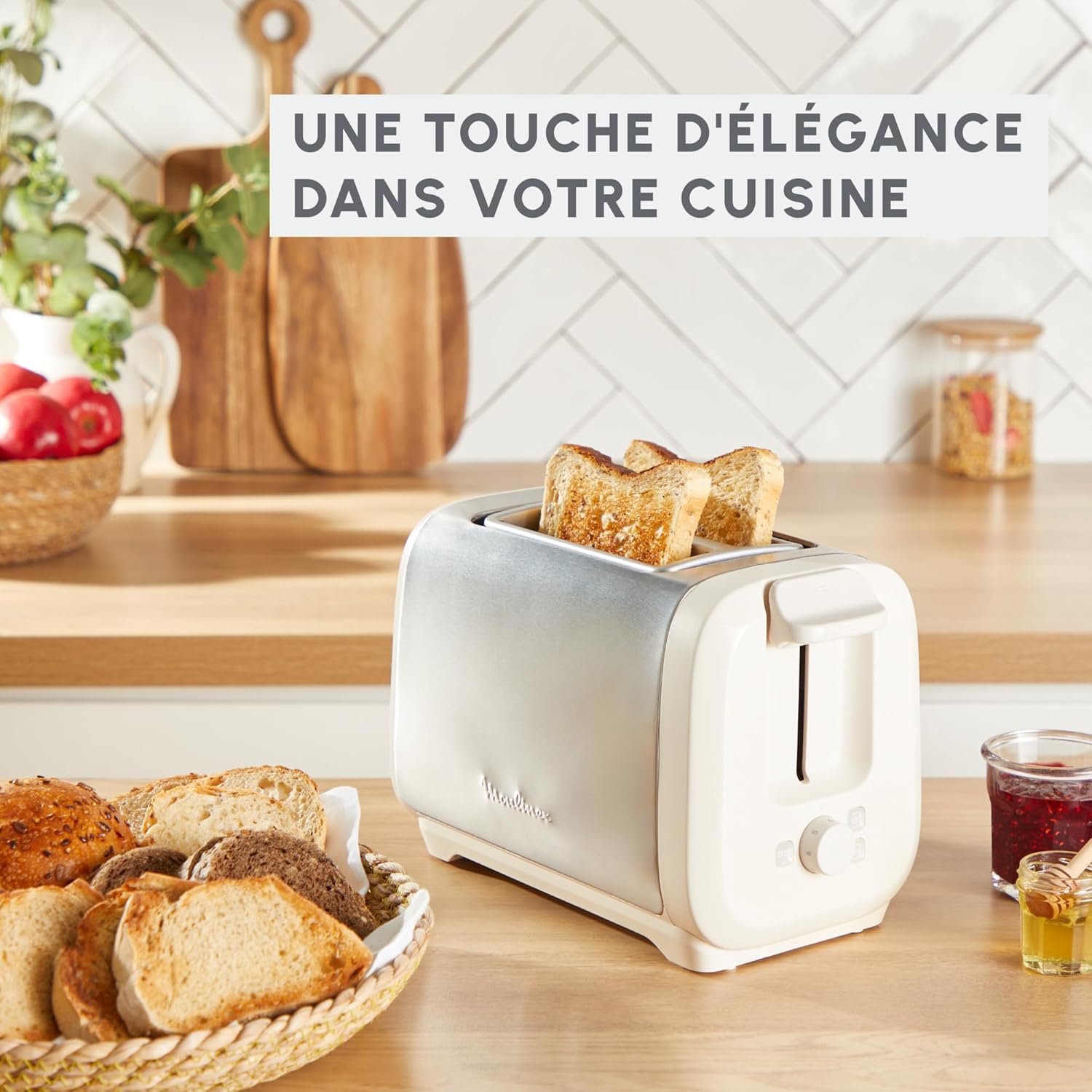 Grille-pain 2 fentes, chauffe-viennoiseries Subito, Moulinex 1300W 6