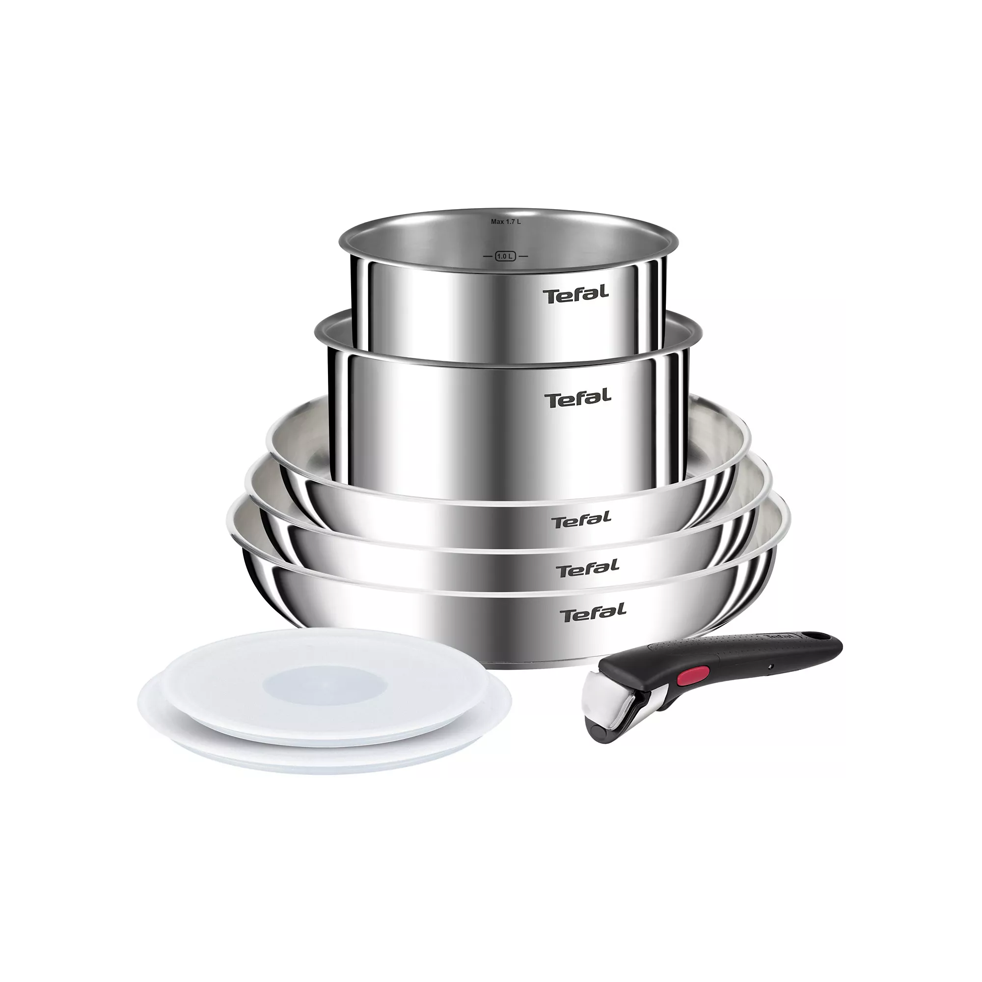 Tefal Ingenio Emotion, 8-piece Cookware Set - Uncoated Stainless Steel by Tefal