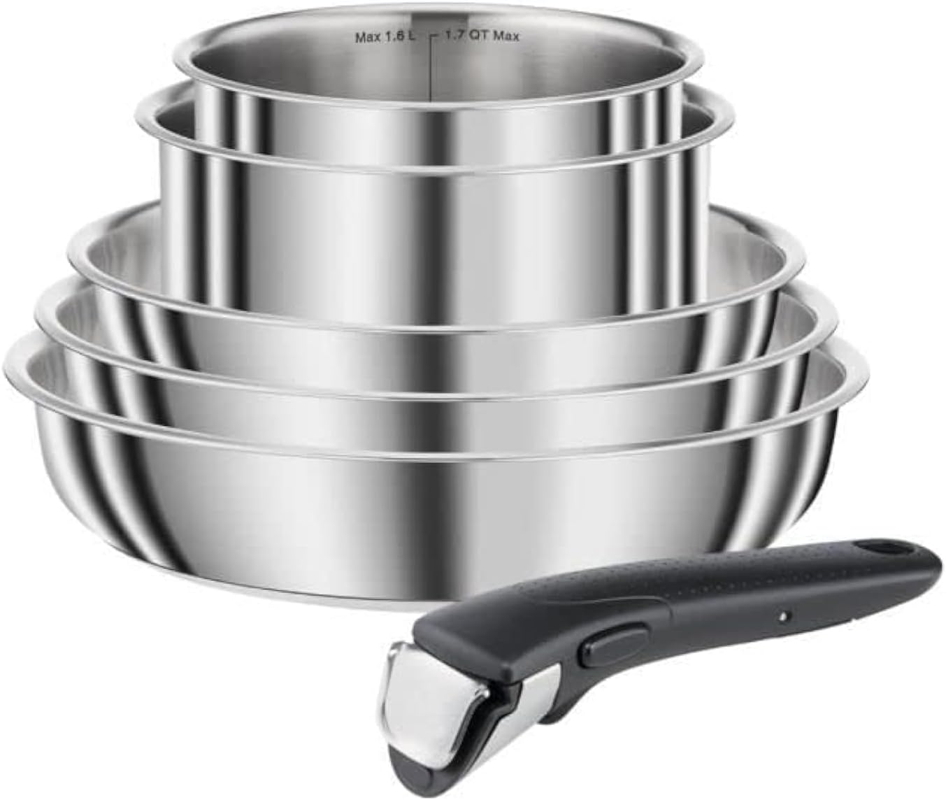 SEB COMPACT 6-Piece Stainless Steel Induction Set L653S604 by Seb