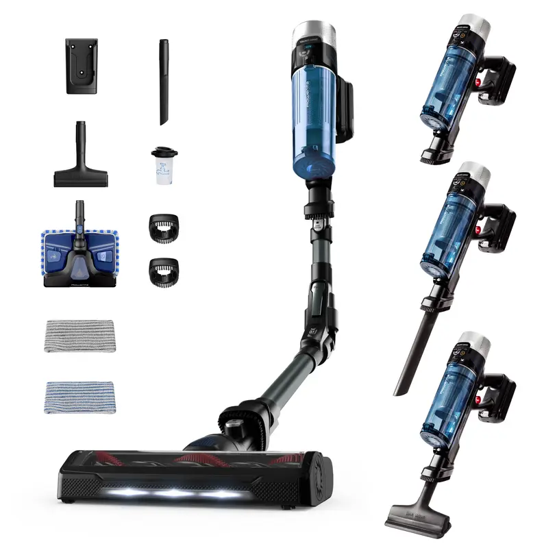 X-Force FleX 9.60 Cordless Stick Vacuum Cleaner and Washer, Multifunctional, Aqua Model by Rowenta