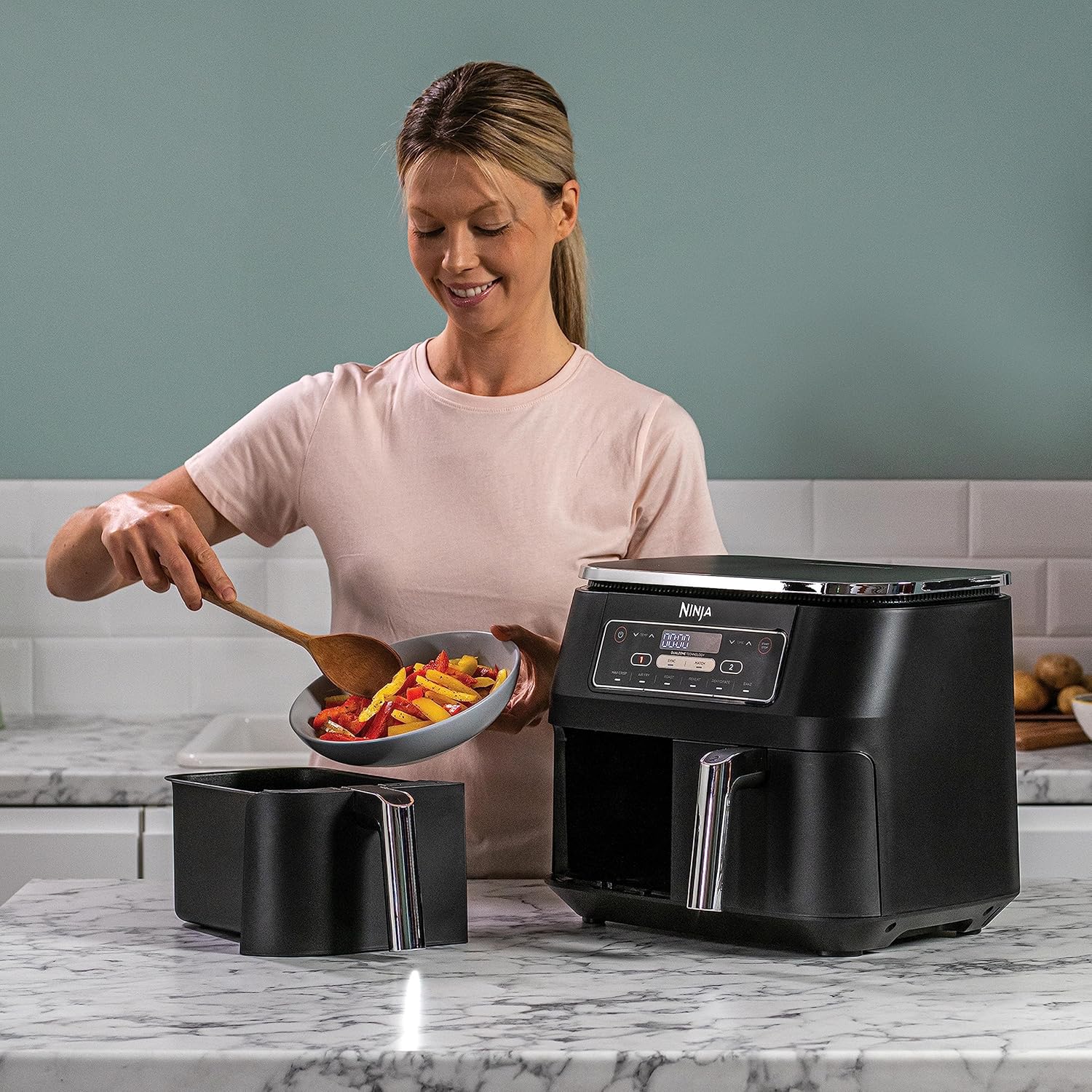 NINJA Foodi Dual Zone Airfryer Digital, 2 Drawers, 7.6L 5